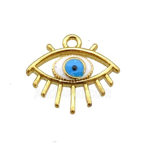 copper Evil eye pendant with white enamel, gold plated