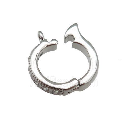 copper Clasp paved zircon, platinum plated