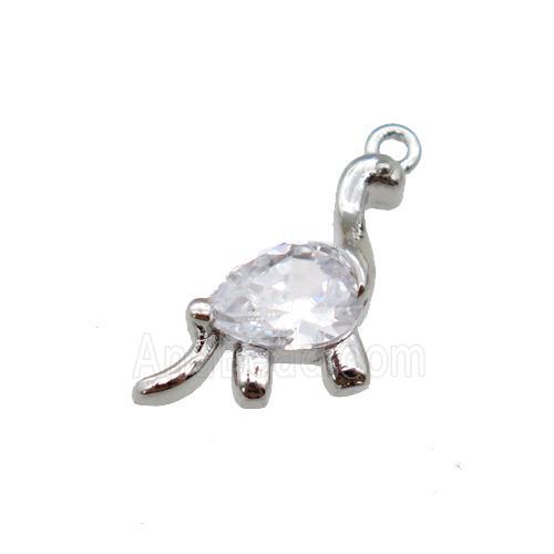 copper dragon pendant paved zircon, platinum plated