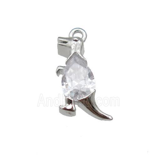 copper dragon pendant paved zircon, platinum plated