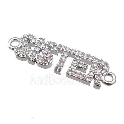 copper SISTER connector paved zircon, platinum plated