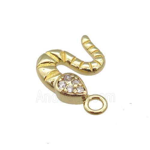 copper snake pendant paved zircon, gold plated