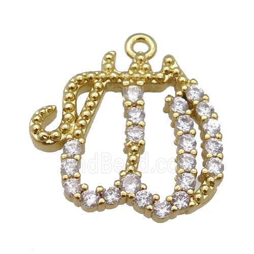 copper pumpkin pendant paved zircon, gold plated