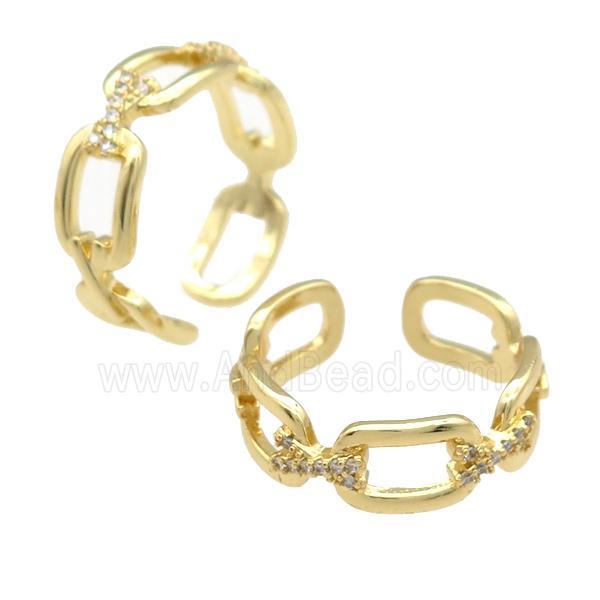 copper Ring paved zircon, gold plated