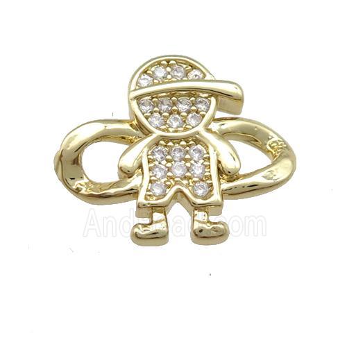 copper KidBoy connector paved zircon, gold plated