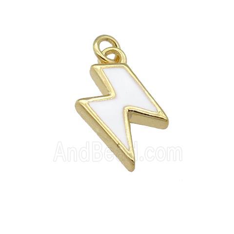 copper Lightning pendant with white enamel, gold plated
