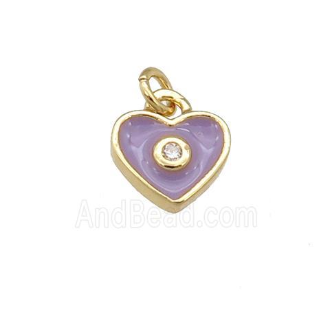 copper Heart pendant with lavender enamel, gold plated