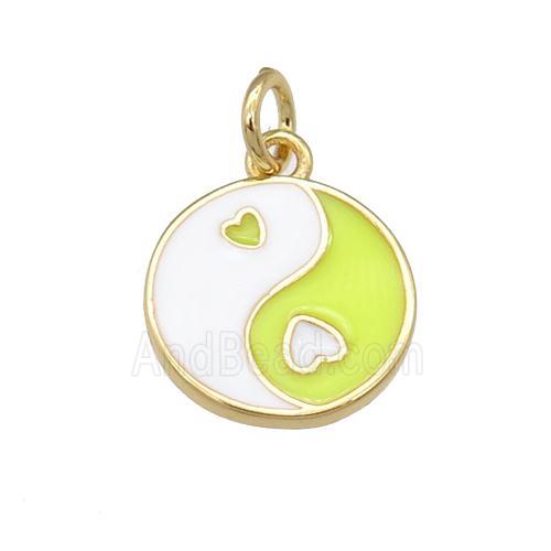 copper Taichi pendant, yinyang, yellow enamel, gold plated