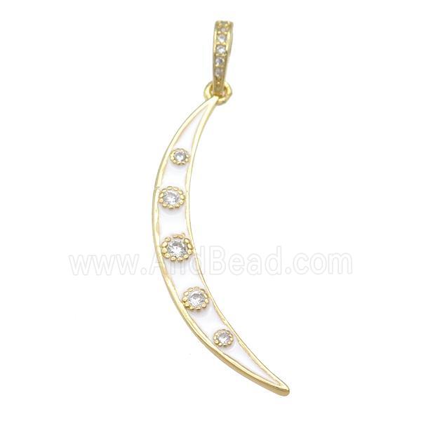 copper Moon pendant with white enamel, gold plated