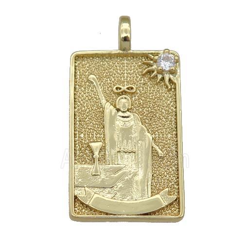 copper Tarot Card pendant, beauty, gold plated