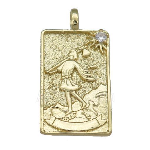 copper Tarot Card pendant, fisher, gold plated