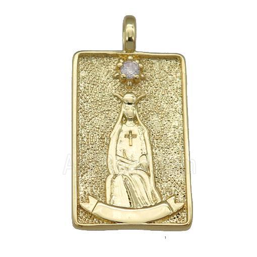 copper Tarot Card pendant, nun, gold plated