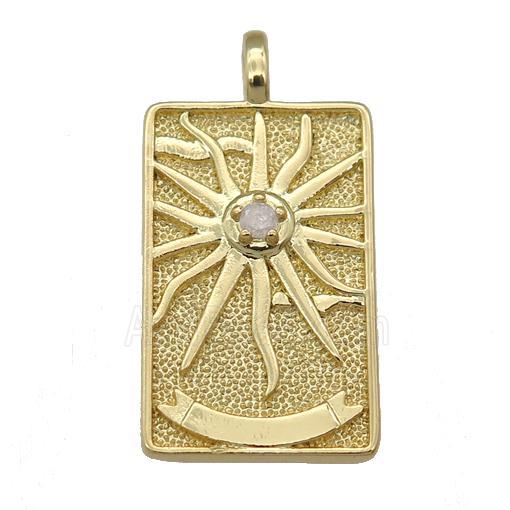 copper Tarot Card pendant, sun, gold plated