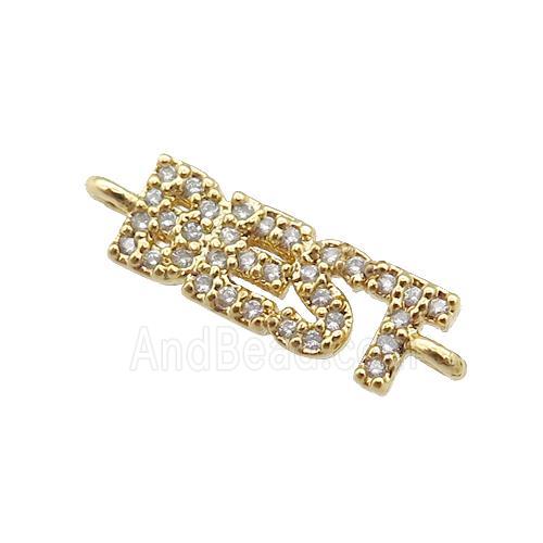 copper BEST connector pave zircon, gold plated