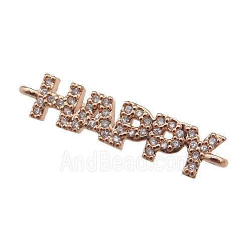 copper HAPPY connector paved zircon, rose gold