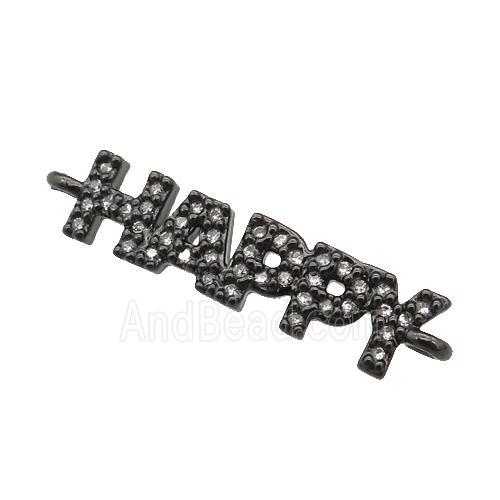copper HAPPY connector paved zircon, black plated