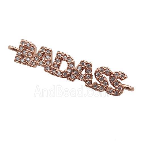 copper BADASS connector paved zircon, rose gold