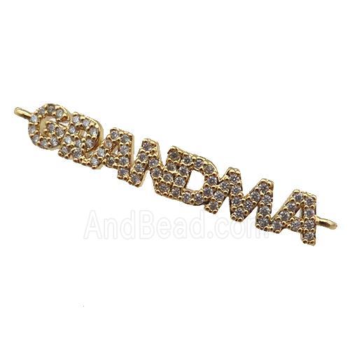 copper GRANDMA connector paved zircon, gold plated