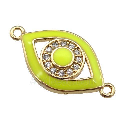copper Eye connector paved zircon with yellow enamel, gold plated