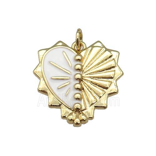 copper Heart pendant with white enamel, gold plated
