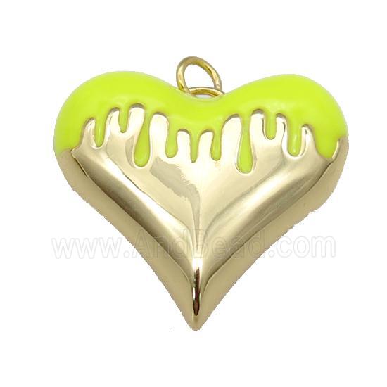 copper Heart pendant with yellow enamel, gold plated