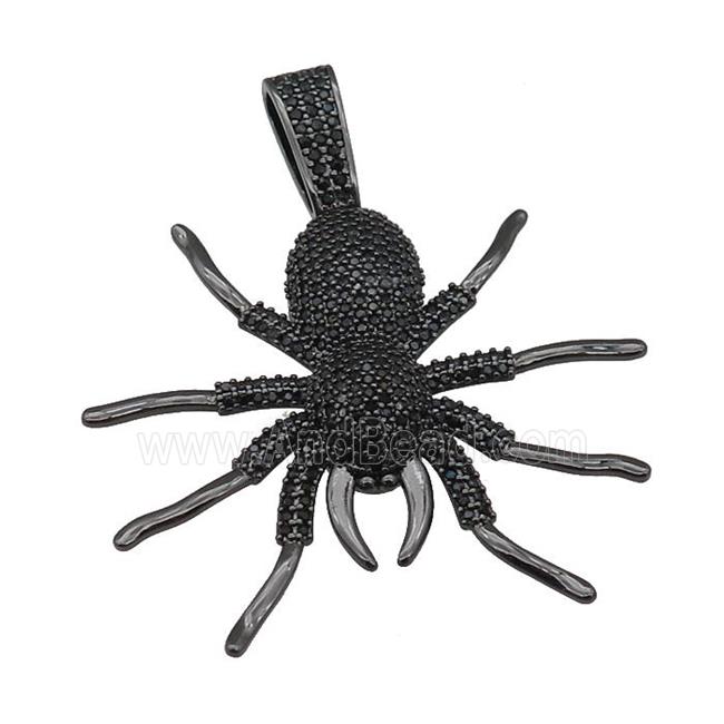copper Spider charm pendant paved zircon, black plated