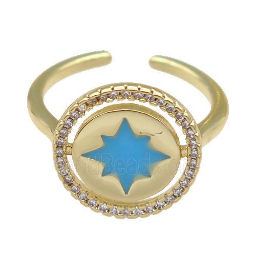 copper Ring paved zircon, gold plated