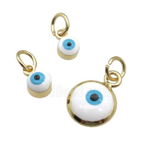 copper Evil Eye pendant with white enamel, gold plated