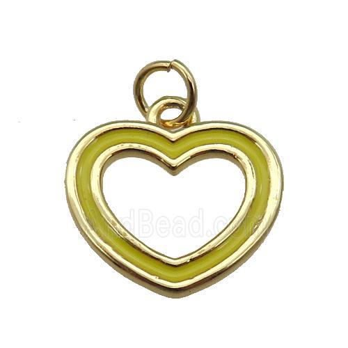 copper Heart pendant with yellow enamel, gold plated