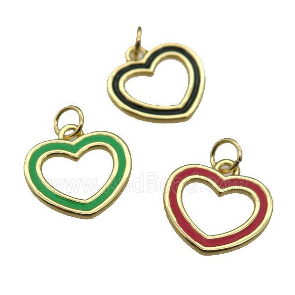 copper Heart pendant with enamel, gold plated, mixed