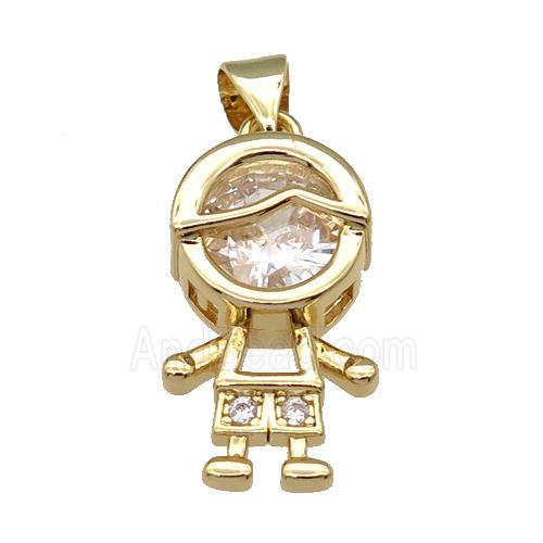 copper kid bog pendant pave zircon, gold plated