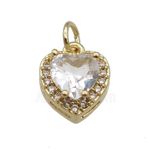 copper Heart pendant paved clear zircon, gold plated