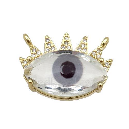 copper Evil Eye pendant paved zircon, black, gold plated