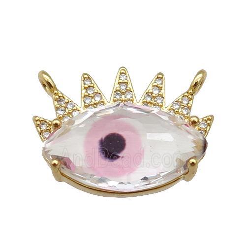 copper Evil Eye pendant paved zircon, pink, gold plated