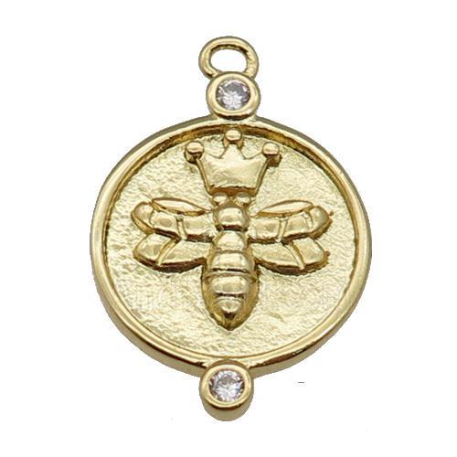 copper honeybee pendant, gold plated