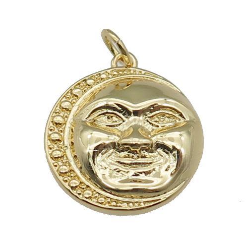 copper circle pendant, gold plated