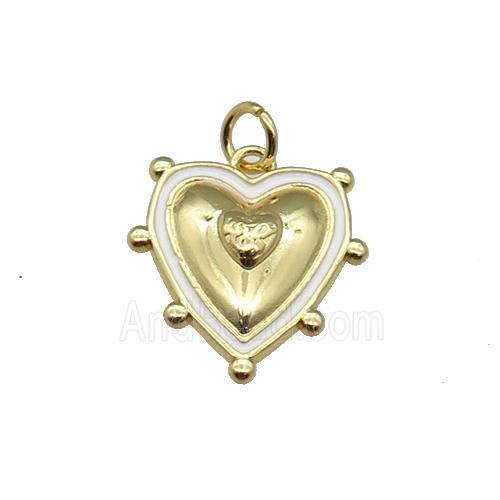 copper Heart pendant with white enamel, gold plated
