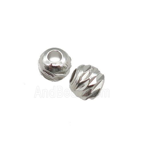 round copper carved beads, platinum plated