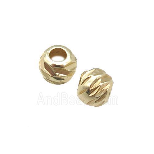 round copper carved beads, gold plated