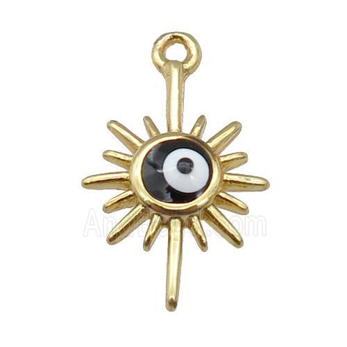copper Evil Eye pendant with black enamel, gold plated