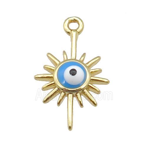 copper Evil Eye pendant with blue enamel, gold plated