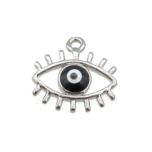 copper Evil Eye pendant with black enamel, platinum plated