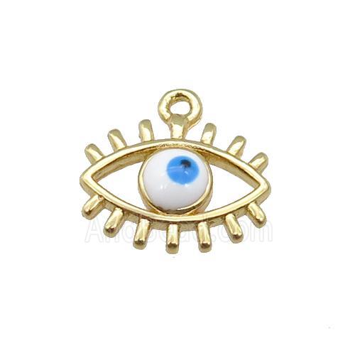 copper Evil Eye pendant with white enamel, gold plated