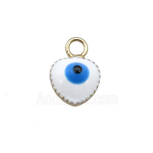 copper Evil Eye pendant with white enamel, gold plated