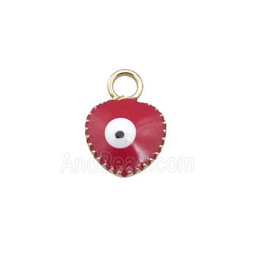 copper Evil Eye pendant with red enamel, gold plated