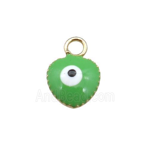 copper Evil Eye pendant with green enamel, gold plated