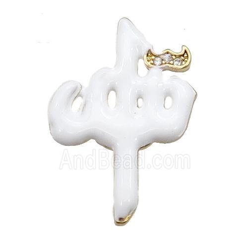 copper Charm pendant with white enamel, gold plated