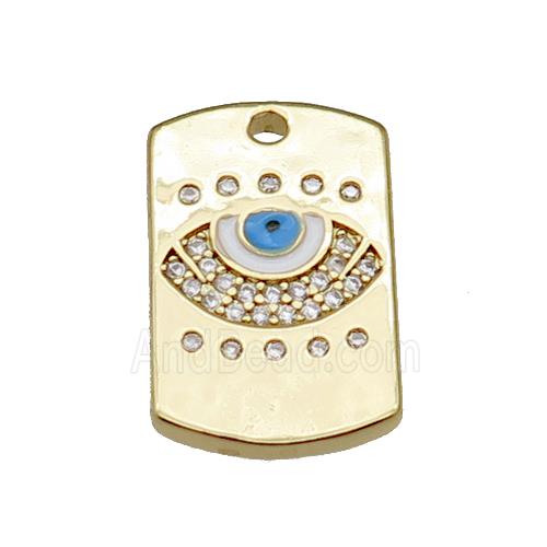 copper rectangle paved zircon with white enamel eye, gold plated