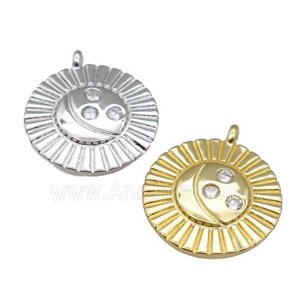 copper moon pendant paved zircon, mixed