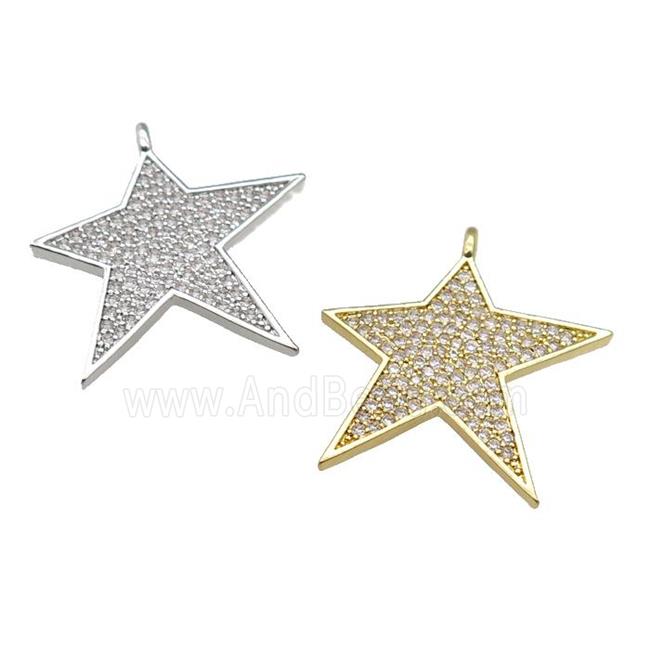 copper Star pendant paved zircon, mixed